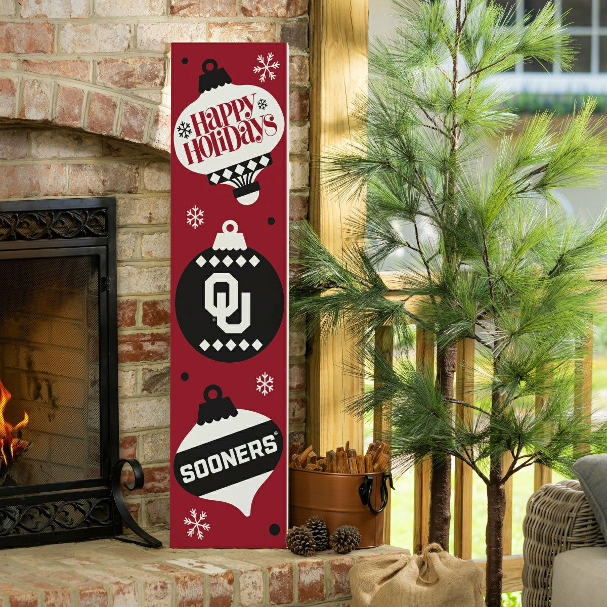Team Sports America Best Seller - 47" Double Sided Leaner, University of Oklahoma, Christmas