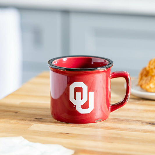Team Sports America Classic - University of Oklahoma Ceramic Camp Cup with Enamel Finish, 14oz
