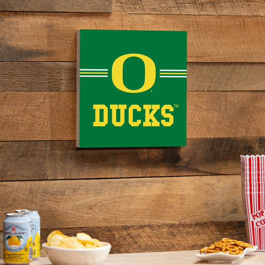 Team Sports America Signature - University of Oregon Wood Wall Sign, 12x12