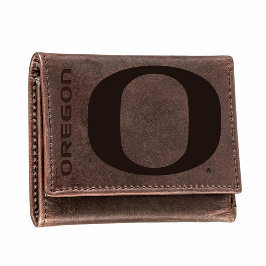 Team Sports America Value - University of Oregon, Tri-Fold Wallet, Brown, CH, 100% Genuine Leather