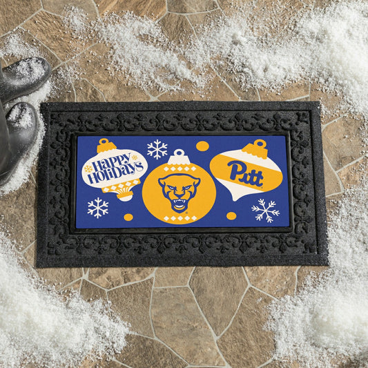 Team Sports America Classic - University of Pittsburgh Holiday Flocked Coir Sassafras Switch Mat, 22