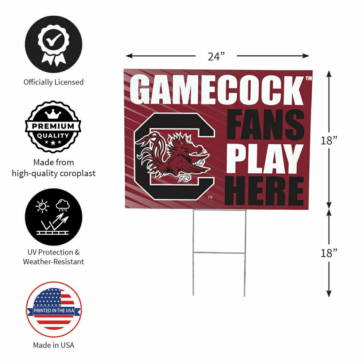 Team Sports America Signature - University of South Carolina Coroplast Yard Sign "Fans Play Here"