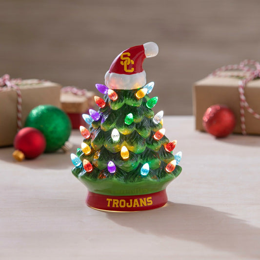 Team Sports America Exclusive - University of Southern California 8" LED Ceramic Christmas Tree
