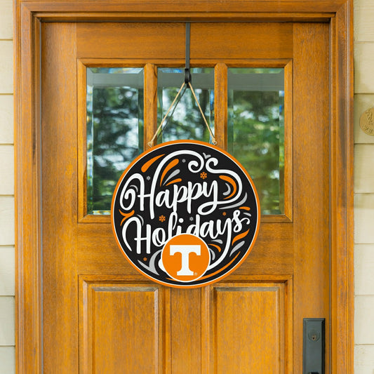 Team Sports America Classic - University of Tennessee Holiday Round Door Décor with Hanging Rope, 18