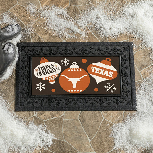 Team Sports America Recommended - University of Texas Holiday Flocked Coir Sassafras Switch Mat, 22"x10"