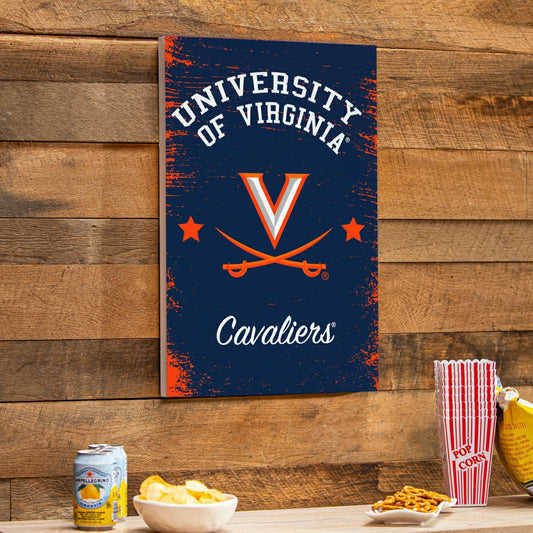 Team Sports America Signature - University of Virginia Wood Wall Sign, 16x24