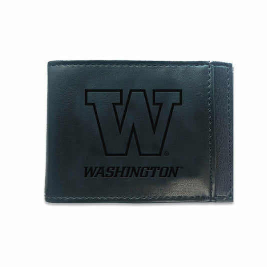 Team Sports America Exclusive - Front Pocket Wallet w/ RFID Blocking, University of Washington, Black