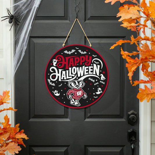 Team Sports America Signature - University of Wisconsin-Madison Halloween Round Door Décor with Hangin