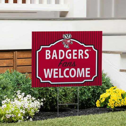 Team Sports America Essential - University of Wisconsin-Madison Coroplast Yard Sign, "Fans Welcome"