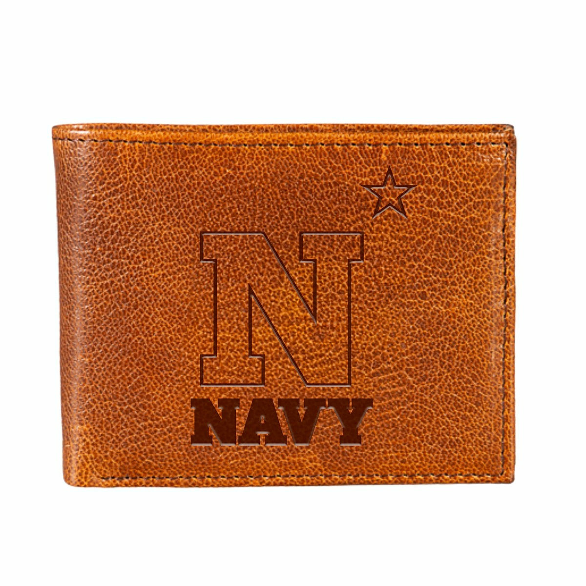 Team Sports America Recommended - US Naval Academy, Embossed 100% Genuine Tumbled Leather Passcase Bi-Fo
