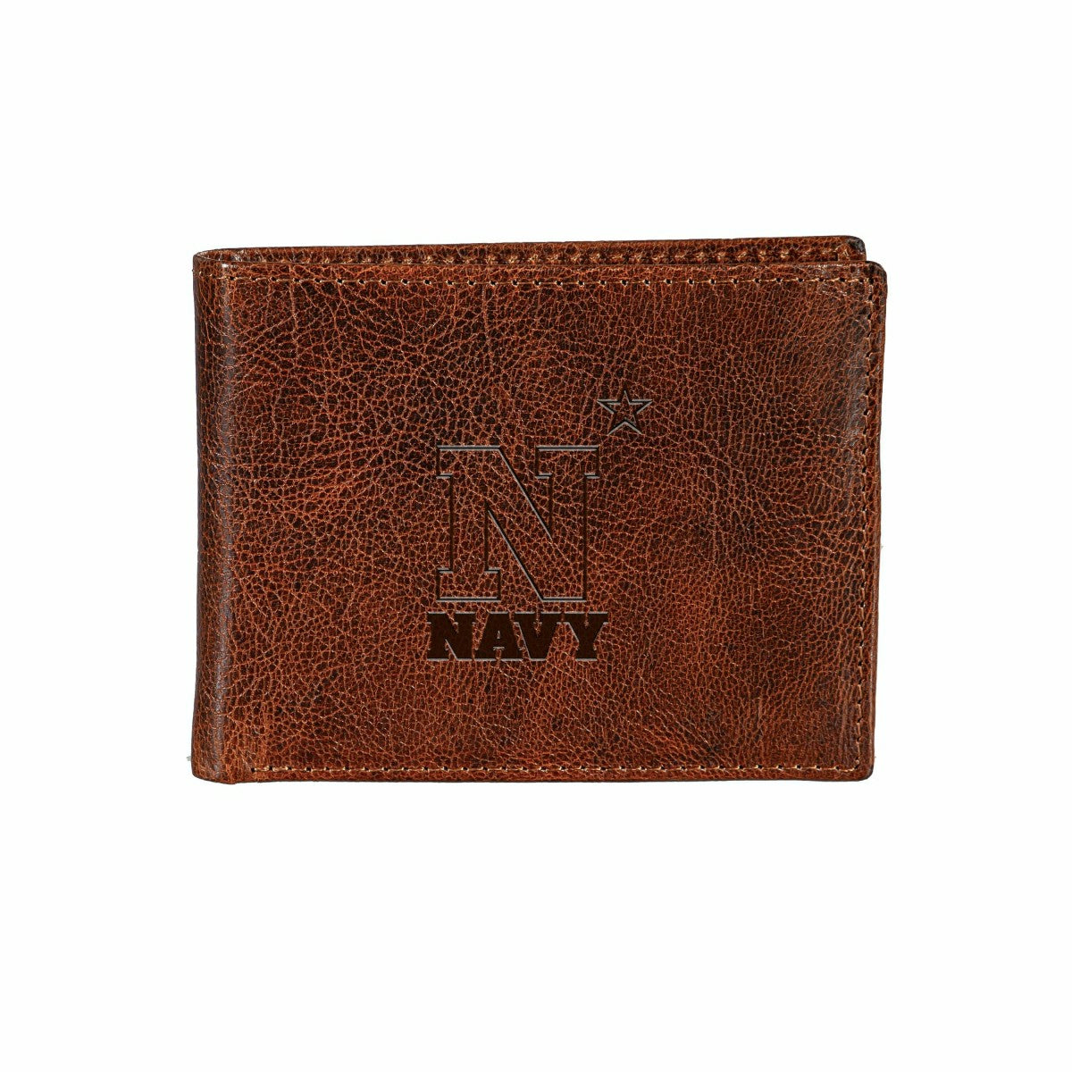 Team Sports America Recommended - US Naval Academy, Embossed 100% Genuine Tumbled Leather Passcase Bi-Fo