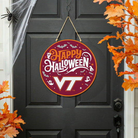 Team Sports America Value - Virginia Tech Halloween Round Door Décor with Hanging Rope, 18x18
