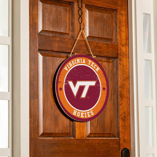 Team Sports America Value - Virginia Tech Round Door Décor with Hanging Rope, 18x18