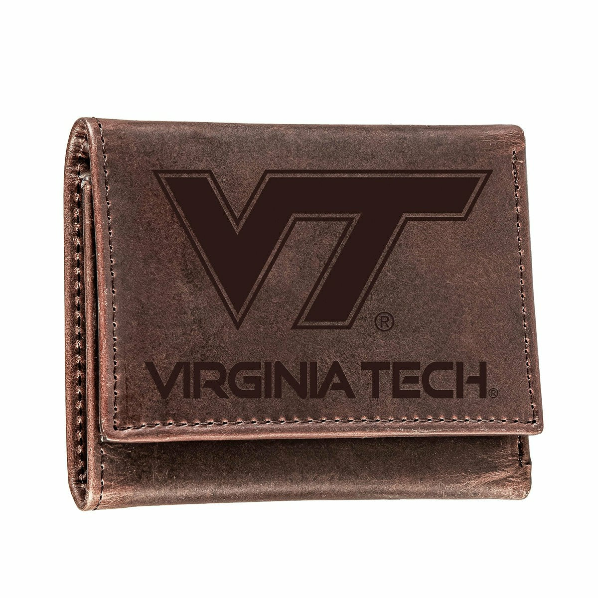 Team Sports America Everyday - Virginia Tech, Tri-Fold Wallet, Brown, CH, 100% Genuine Leather
