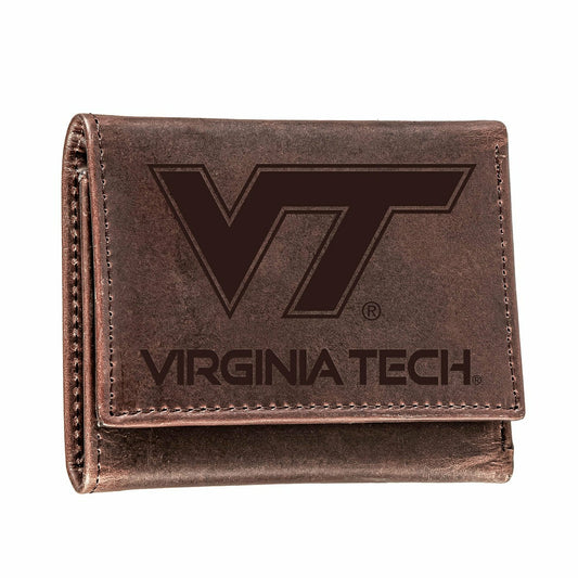 Team Sports America Everyday - Virginia Tech, Tri-Fold Wallet, Brown, CH, 100% Genuine Leather