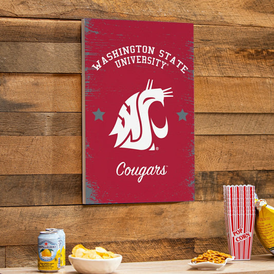 Team Sports America Exclusive - Washington State University Wood Wall Sign, 16x24
