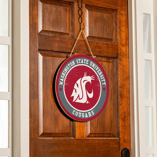 Team Sports America Classic - Washington State University Round Door Décor with Hanging Rope, 18x18