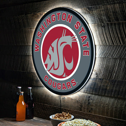 Team Sports America Exclusive - LED Wall Decor, Round, Washington State University