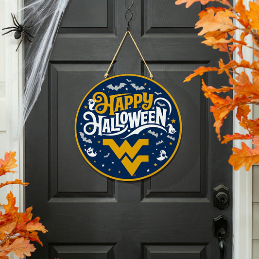 Team Sports America Everyday - West Virginia University Halloween Round Door Décor with Hanging Rope,