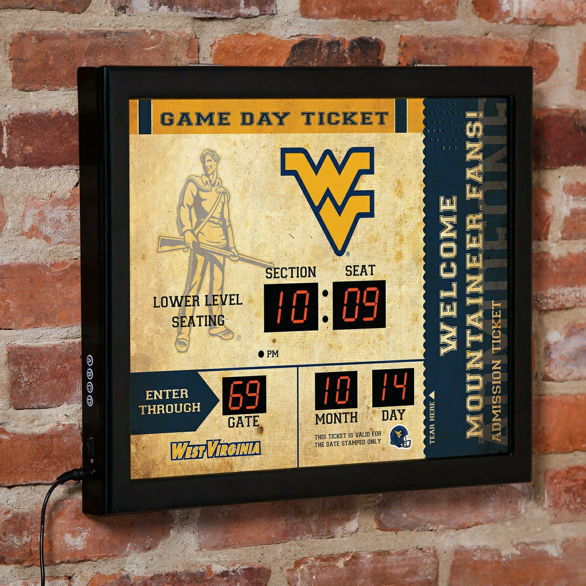 Team Sports America Value - Scoreboard Wall Clock, West Virginia