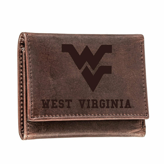Team Sports America Classic - West Virginia University , Tri-Fold Wallet, Brown, CH, 100% Genuine Le