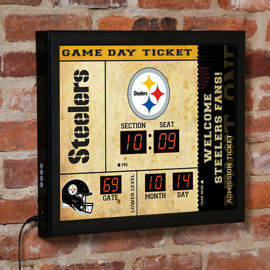 Team Sports America Essential - Scoreboard Wall Clock, Pittsburgh Steelers