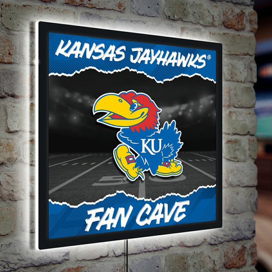 Team Sports America Recommended - University of Kansas 23"H x 23"L LED Wall Decor, Edgelite, Square