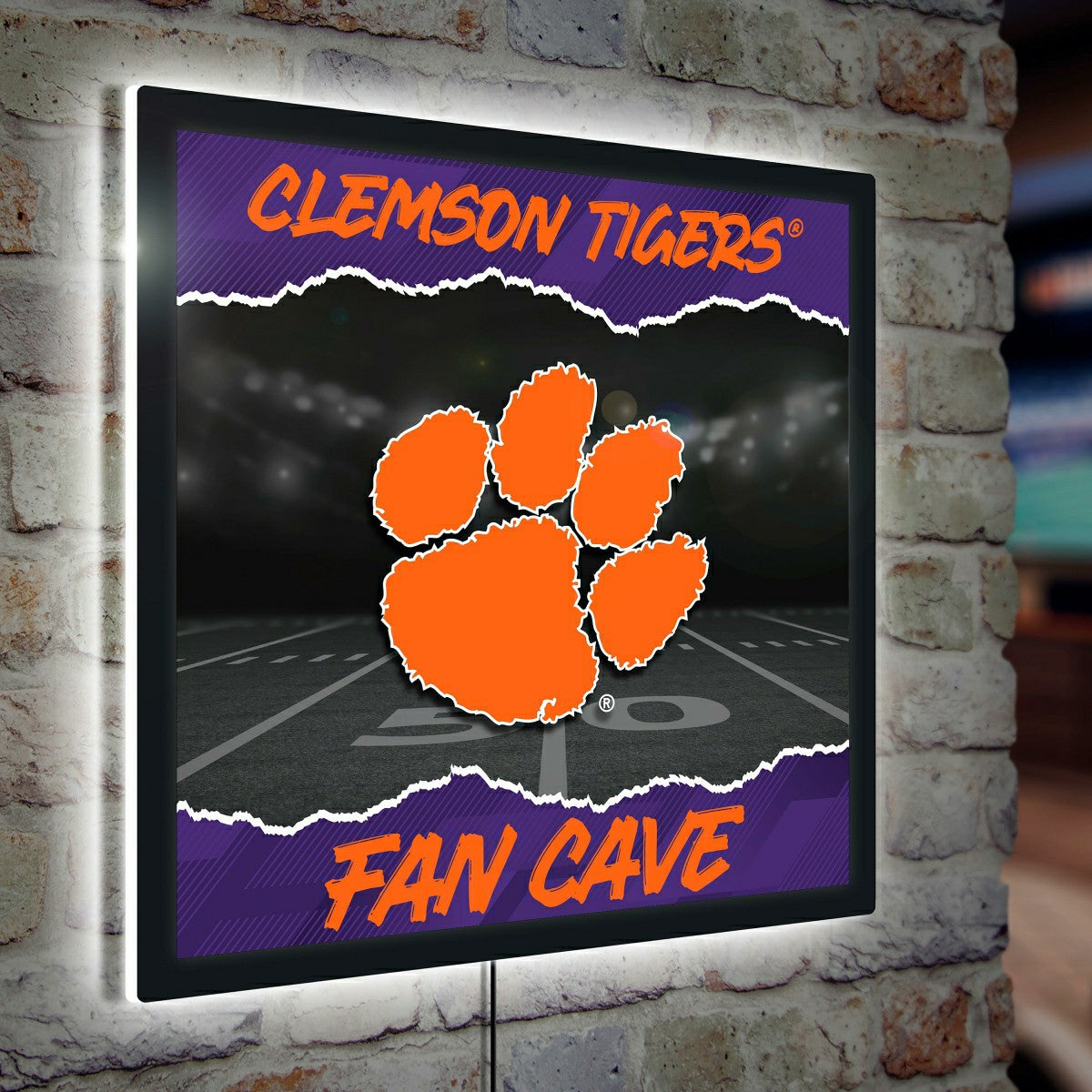Team Sports America Exclusive - Clemson University 23"H x 23"L LED Wall Decor, Edgelite, Square
