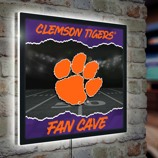 Team Sports America Exclusive - Clemson University 23"H x 23"L LED Wall Decor, Edgelite, Square