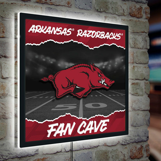 Team Sports America Classic - University of Arkansas 23"H x 23"L LED Wall Decor, Edgelite, Square