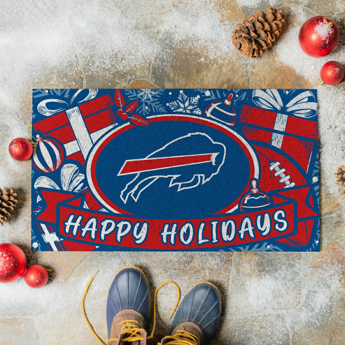 Team Sports America Recommended - Buffalo Bills Holiday PVC Mat, 28"x16"