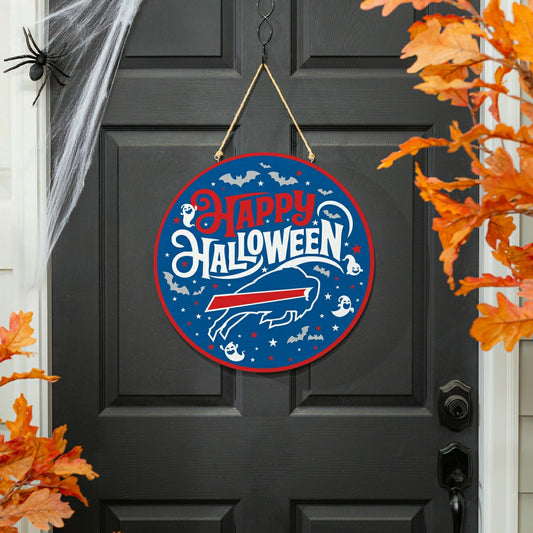 Team Sports America Classic - Buffalo Bills Halloween Round Door Décor with Hanging Rope, 18x18
