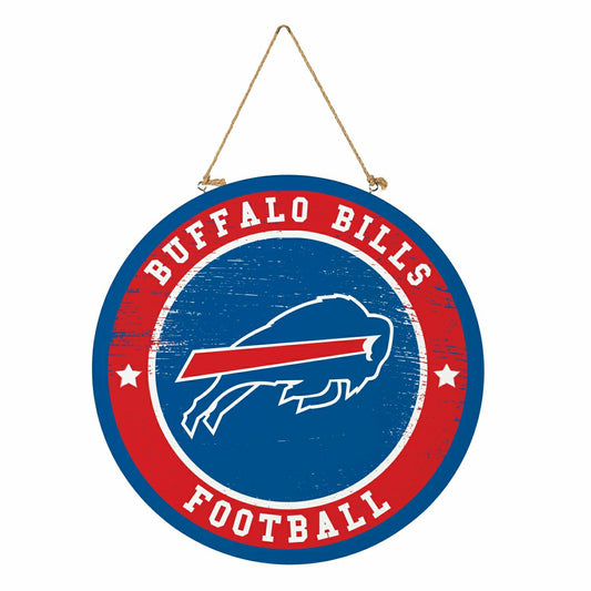 Team Sports America Best Seller - Buffalo Bills Round Door Décor with Hanging Rope, 18x18