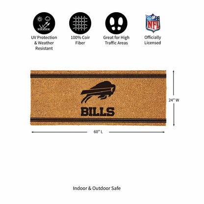Team Sports America Essential - Buffalo Bills Extra Large One Color Coir Mat, 60"x24"