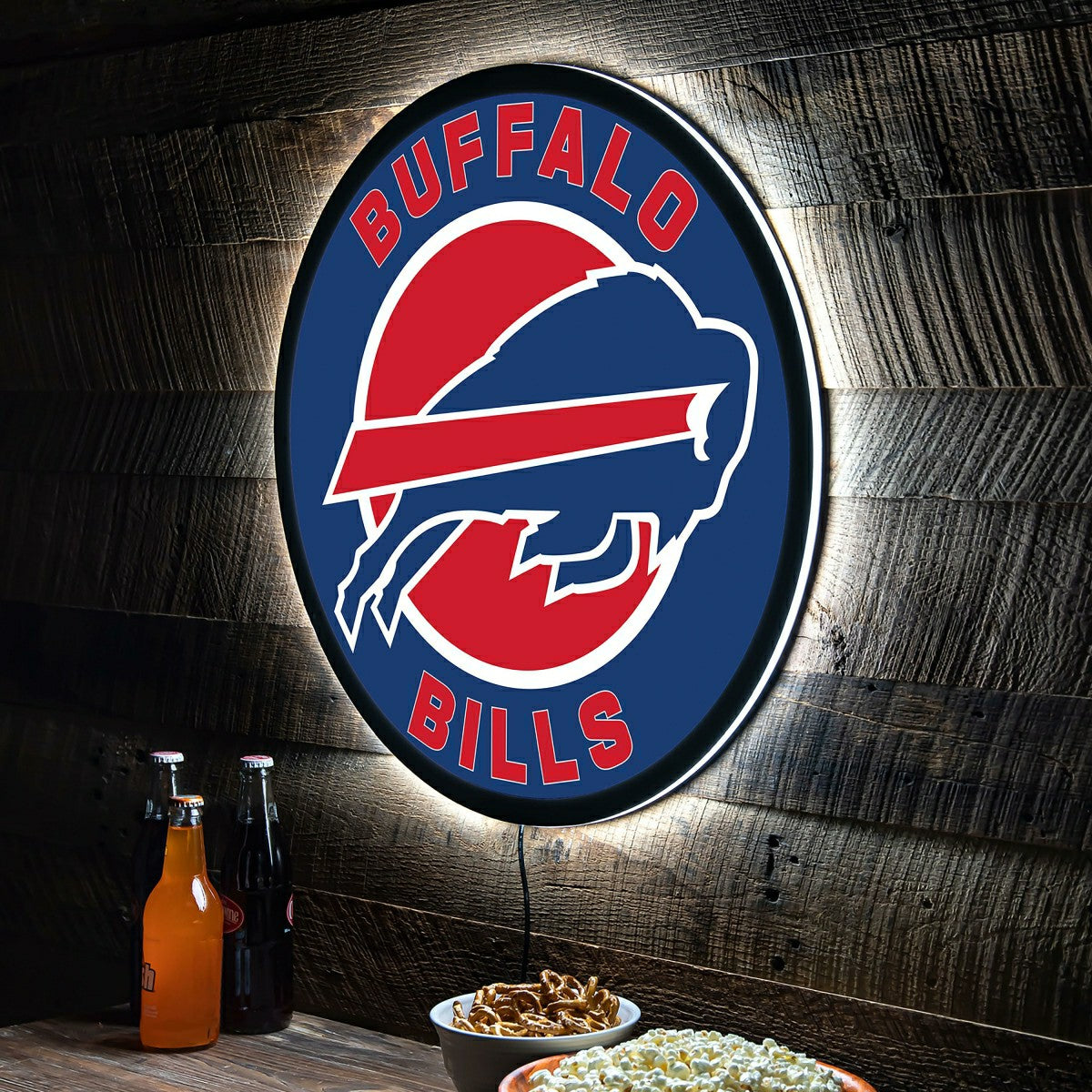 Team Sports America Signature - LED Wall Decor, Round, Buffalo Bills