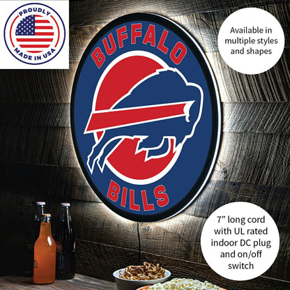 Team Sports America Signature - LED Wall Decor, Round, Buffalo Bills
