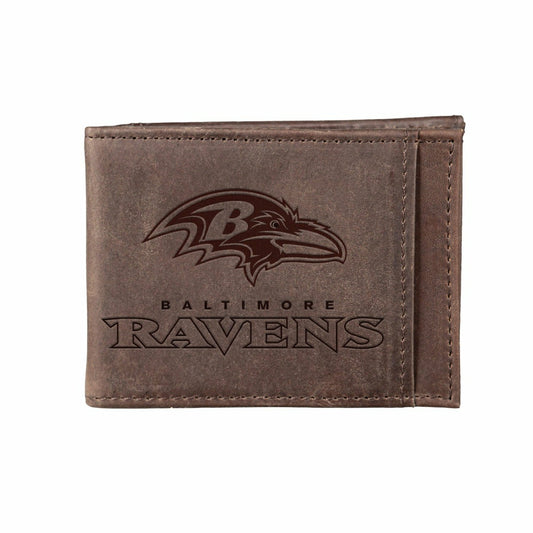 Team Sports America Best Seller - Front Pocket Wallet w/ RFID Blocking, Baltimore Ravens, Brown