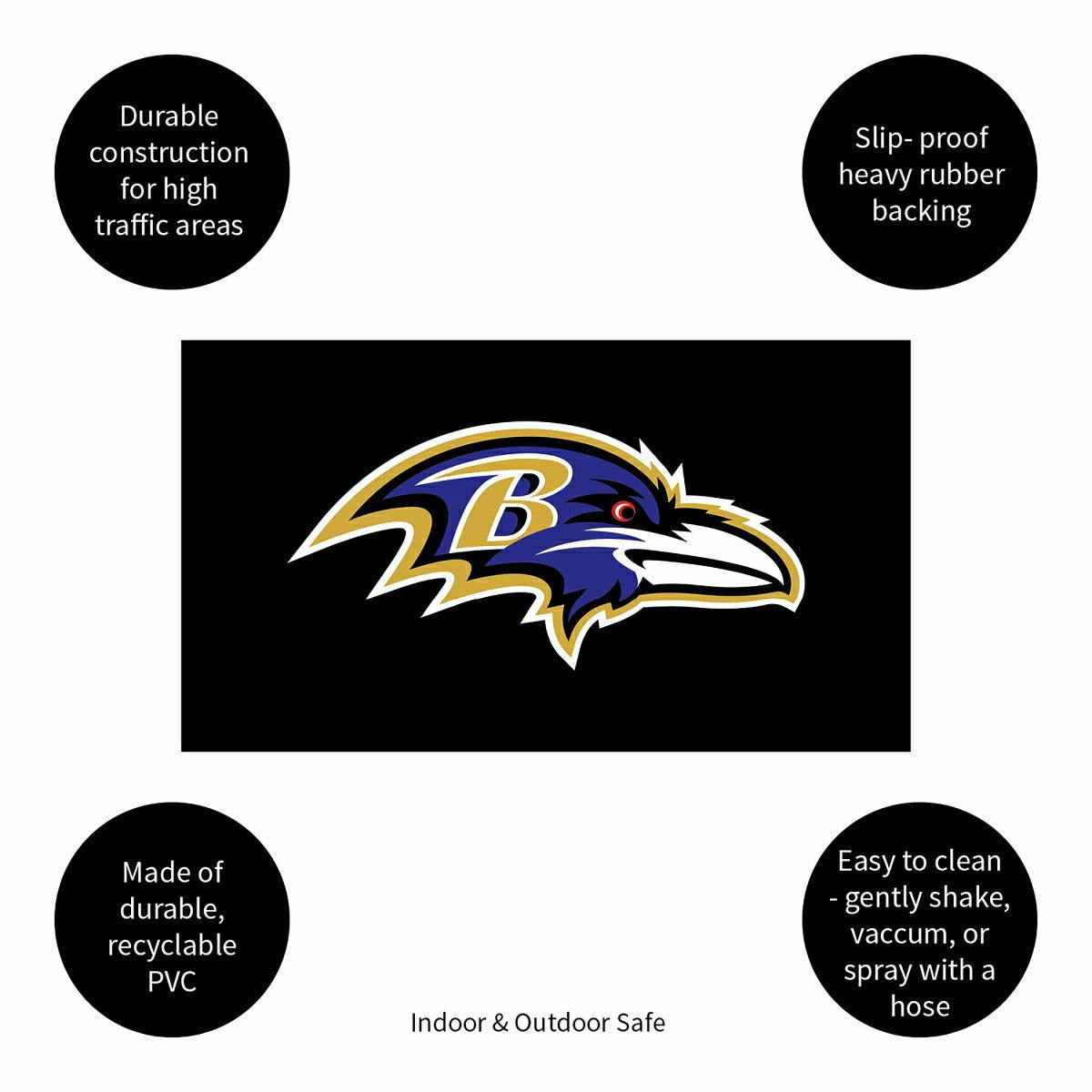 Team Sports America Exclusive - Full Color PVC Mat, 16" x 28", Baltimore Ravens