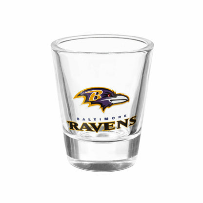 Team Sports America Classic - Baltimore Ravens 4-Piece Ceramic and Glass 2oz. Shot Glass Set