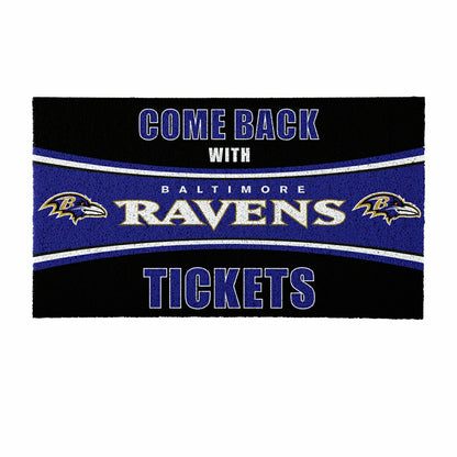 Team Sports America Essential - 28" x 16" PVC Trapper Mat, Come Back with Tickets, Baltimore Ravens