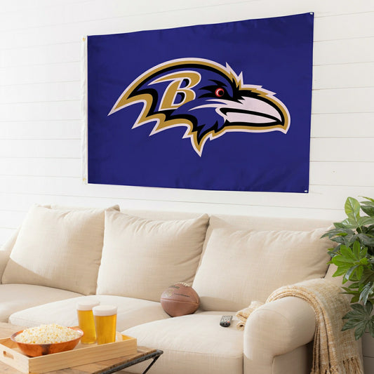 Team Sports America Best Seller - Baltimore Ravens Single Sided Flag w/ 2 Grommets, 3'x5'