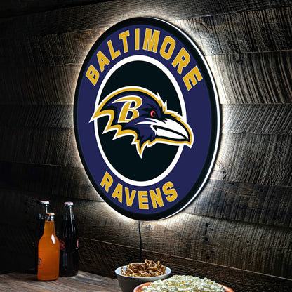 Team Sports America Everyday - LED Wall Decor, Round, Baltimore Ravens