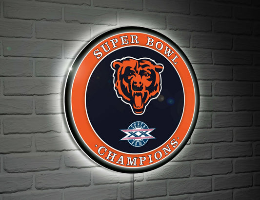 Team Sports America Everyday - Chicago Bears Superbowl XX Champions Football Round LED Wall Decor