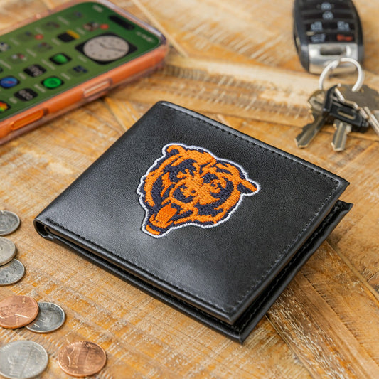 Team Sports America Trending - Chicago Bears Black Bi-Fold Embroidered Wallet