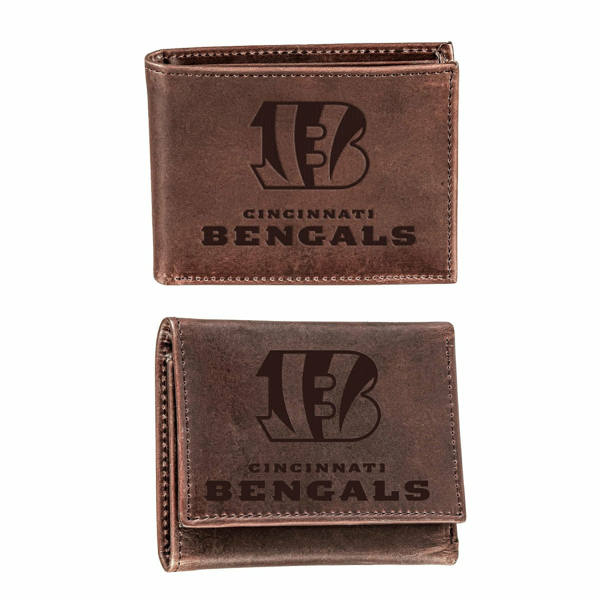 Team Sports America Essential - Cincinnati Bengals, Bi-Fold and Tri-Fold Wallet Gift Set, Brown