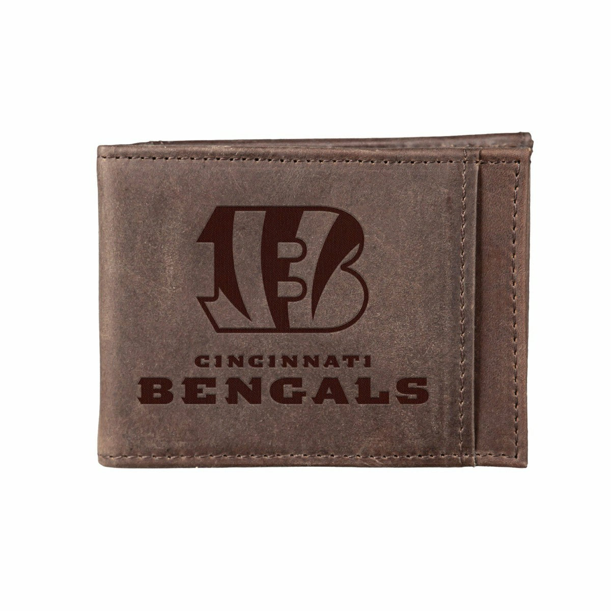 Team Sports America Recommended - Front Pocket Wallet w/ RFID Blocking, Cincinnati Bengals, Brown