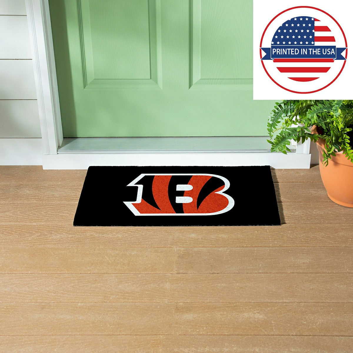 Team Sports America Essential - Full Color PVC Mat, 16" x 28", Cincinnati Bengals