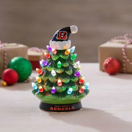 Team Sports America Exclusive - 8" LED Ceramic Christmas Tree, Cincinnati Bengals