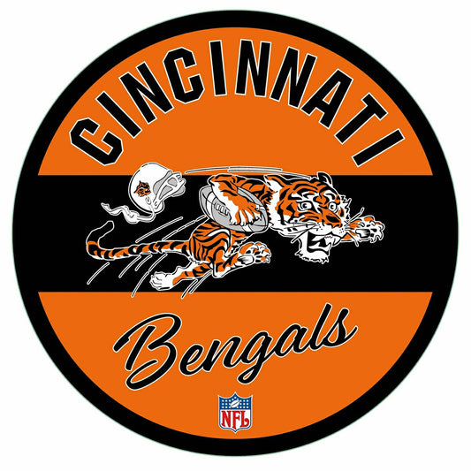 Team Sports America Exclusive - Cincinnati Bengals NFL Football Large Round Vintage Edgelite LED Decor