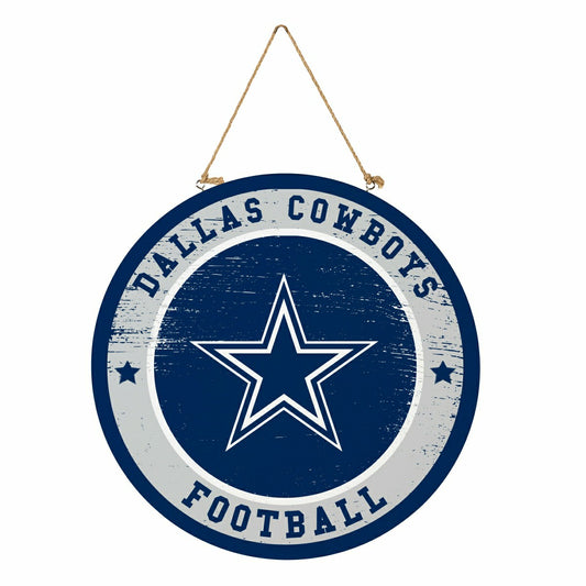 Team Sports America Classic - Dallas Cowboys Round Door Décor with Hanging Rope, 18x18